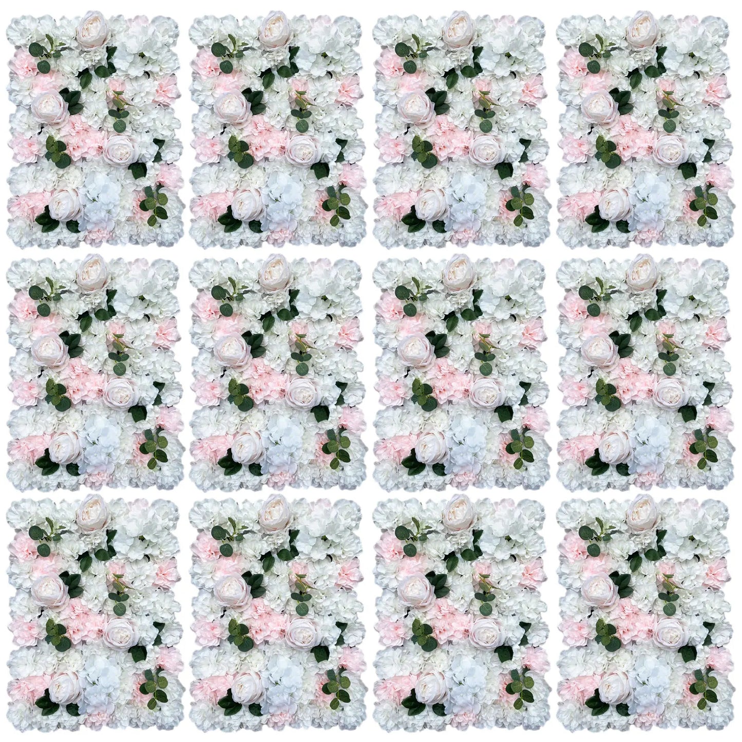 Artificial Flower Wall 12 pcs Artificial Silk Flower Wall Panel Wedding Photography Venue for Wedding Party Holiday Celebration