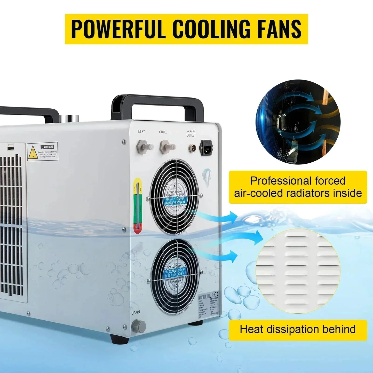 VEVOR Water Chiller CW3000 CW5000 CW5200 Water Chiller Cooling System w/6L Water Tank Capacity for CO2 Glass Laser Tube Cooler