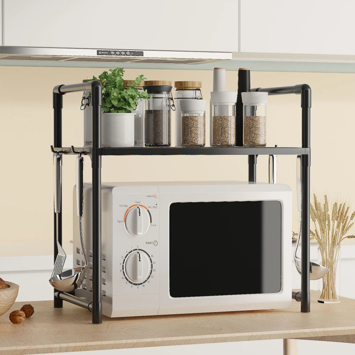 Microwave Shelf Kitchen Storage Rack Multi Layer Condiment Organizer Tidy Countertop Seasoning Oven Shelves