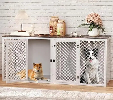 Dog Kennel Furniture For Two Dogs Indoor Double Dog Cage With Divider And Double Door