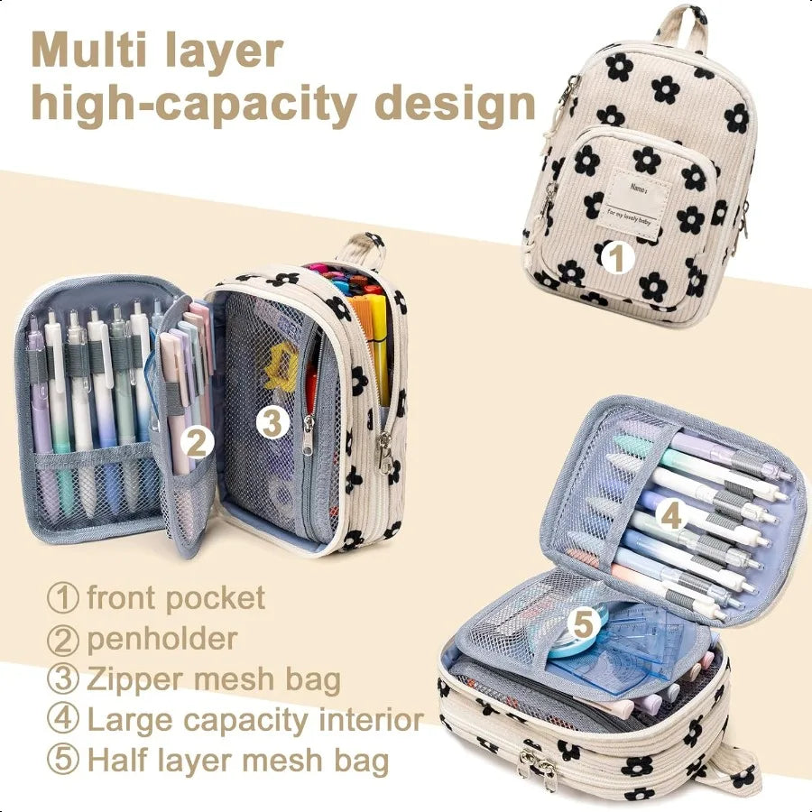 LEDAOU Pencil Case Cute Zipper Pencil Pouch Large Capacity Pencil Bag Organizer School plies for Girls Boys