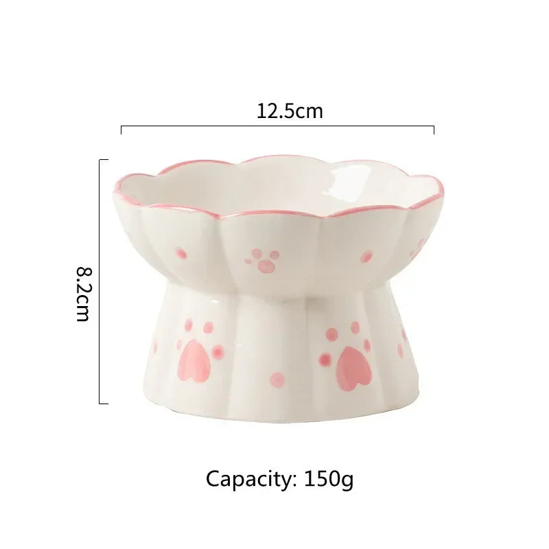 Ceramic Elevated Dog and Cat Bowl Set for Feeding Drinking and Snacks - Small Pet Accessories