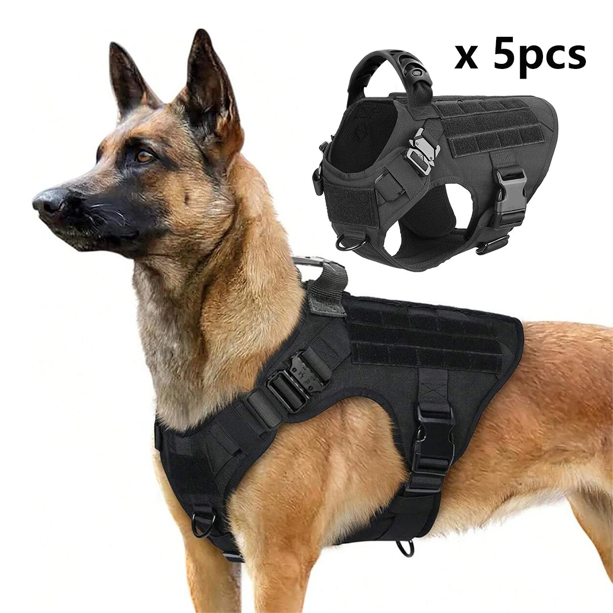 5 Pcs Large Dog Harnesses for German Shepherd and Malinois Training Walking Vests for Medium and Large Dogs