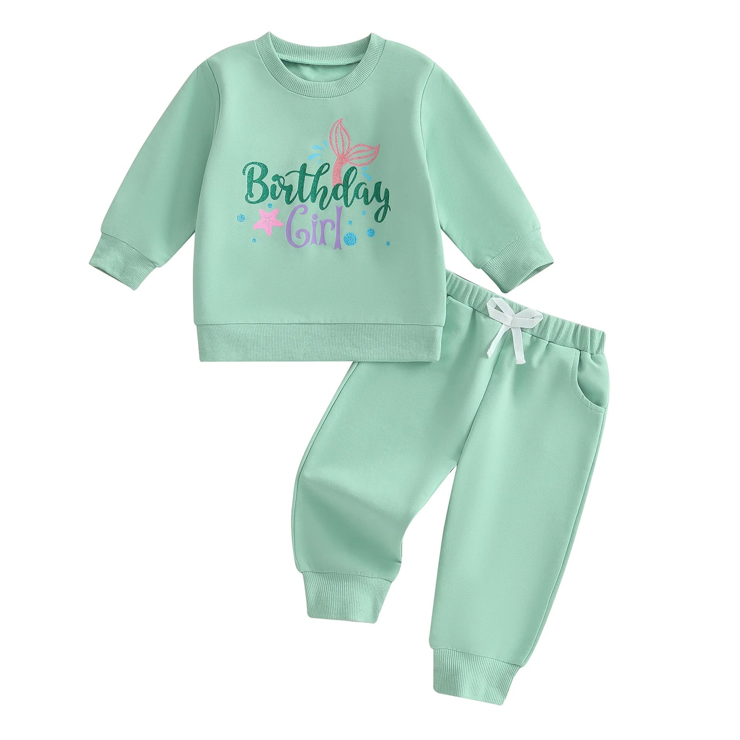 Stylish Toddler Girls 2Pcs Outfit Adorable Long Sleeve Top with Letter Pattern and Matching Solid Color Pants Perfect for