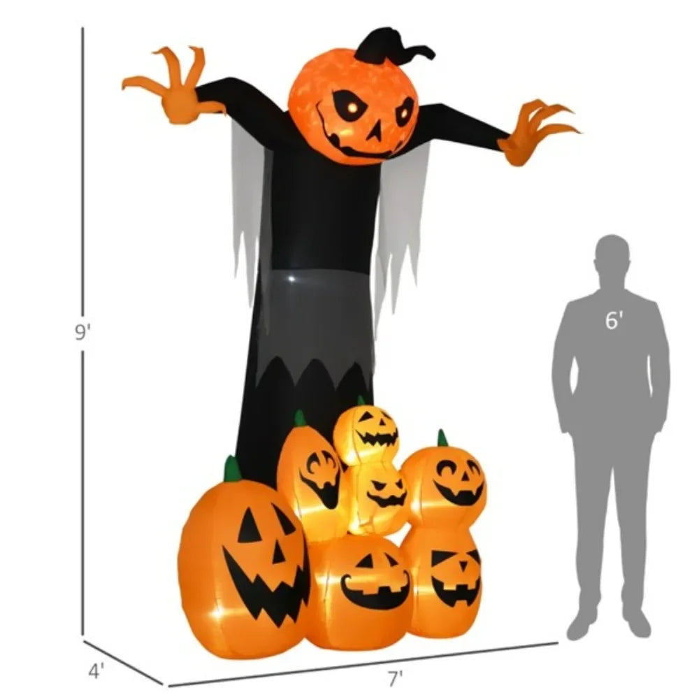 Inflatable Pumpkin Ghost in Pumpkin Patch Halloween Decoration for Festive Displays