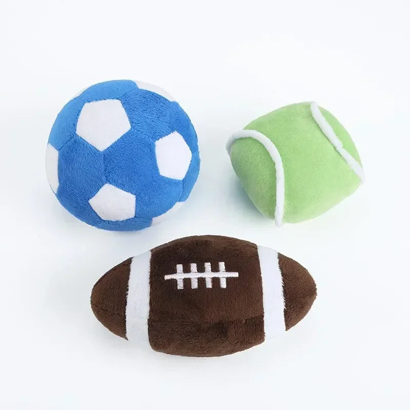 Pet Supplies Dog Toys Bite Resistant Teething Plush Chewing Ball Shape Interactive Pet Accessories