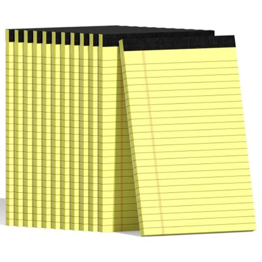 12pcs 5x8 Inch Yellow Note Pads Legal Pads, College Ruled Writing Legal Pads, 360 Sheets Total, Notepad for Students, Office an