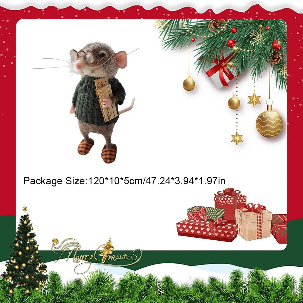 Mouse Doll Christmas Needle Felted Mouse DIY Handmade Wool Felted Needle Felting Mice Wool Felt Mouse Christmas Ornaments
