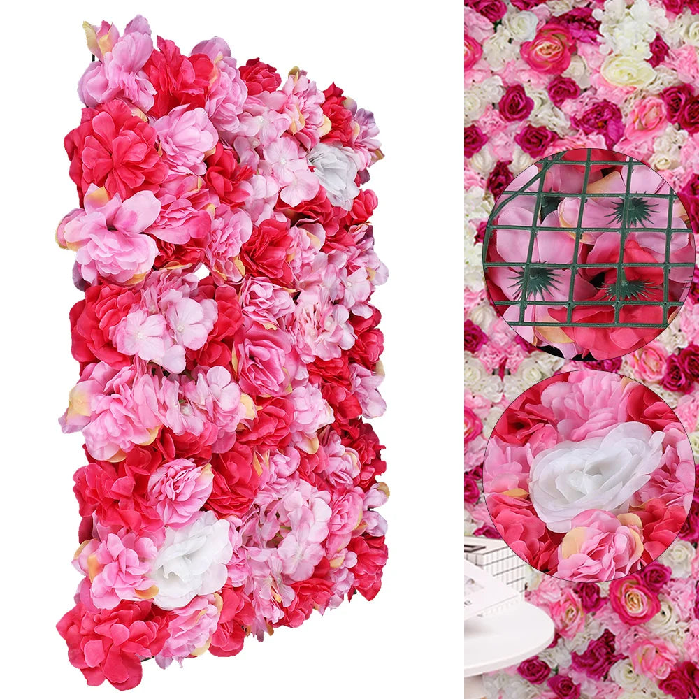 Artificial Flower Wall 12 pcs Artificial Silk Flower Wall Panel Wedding Photography Venue for Wedding Party Holiday Celebration