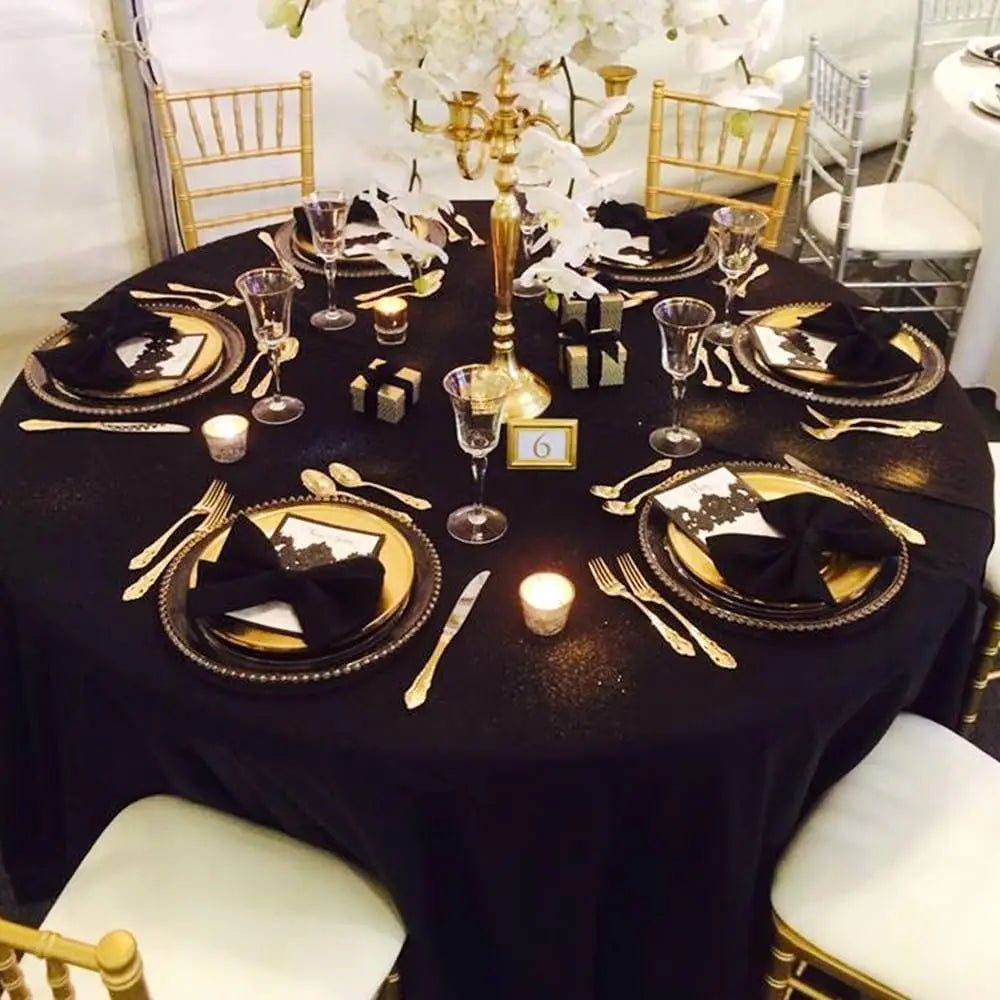 10 Pack Black Round Tablecloths 120 Inch Stain Resistant and Wrinkle Free Polyester Fabric Washable Table Covers for Kitchen Dining Wedding Reception Banquet Birthday Party Buffet Restaurant