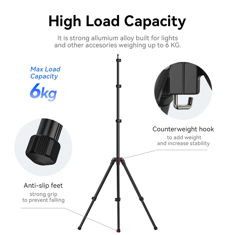 Ulanzi TT43 Adjustable Portable Tripod Reversible Leg Light Stand for Filling Light Soft Box 40W COB Light with 1/4 Inch Screw