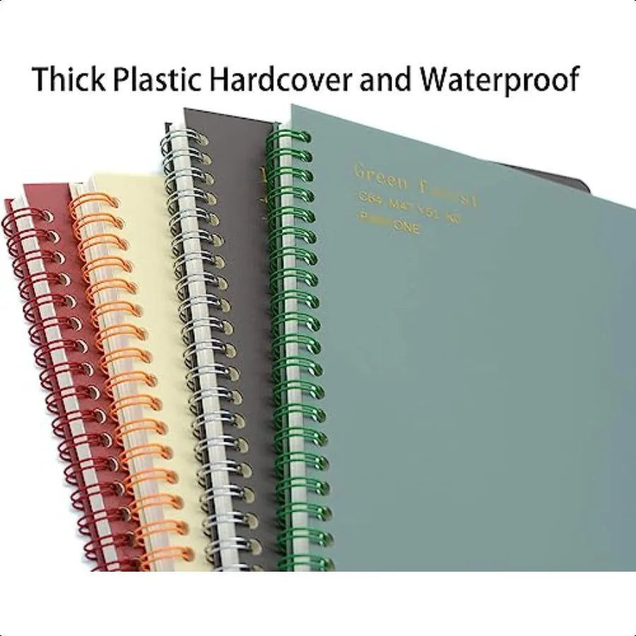 Spiral Notebook 4 Pcs 8.3 Inch x 5.9 Inch A5 Thick Plastic Hardcover 8mm Ruled 4 Color 80 Sheets 160 Pages Journals for Study a