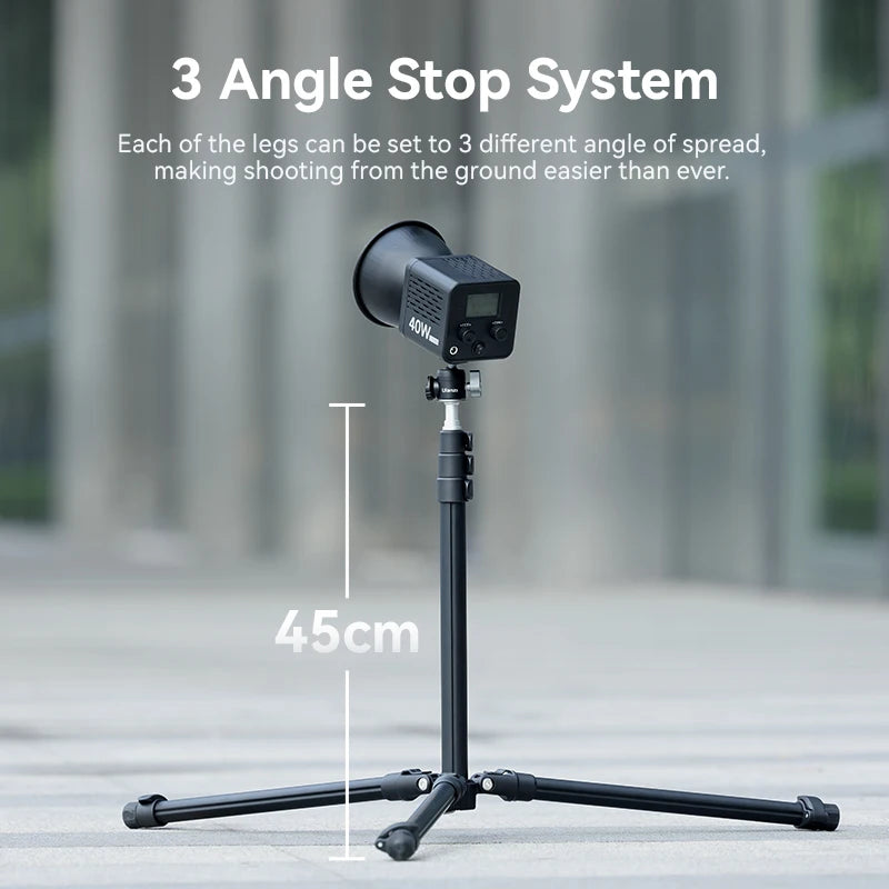 Ulanzi TT43 Adjustable Portable Tripod Reversible Leg Light Stand for Filling Light Soft Box 40W COB Light with 1/4 Inch Screw