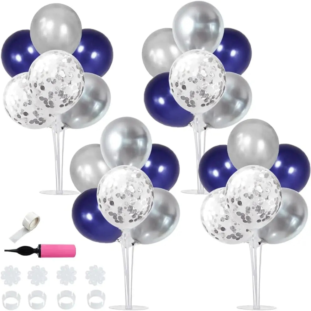 4 Set Black Gold Balloons Centerpieces for Table Balloon Stand Kit for Birthday Party Decor