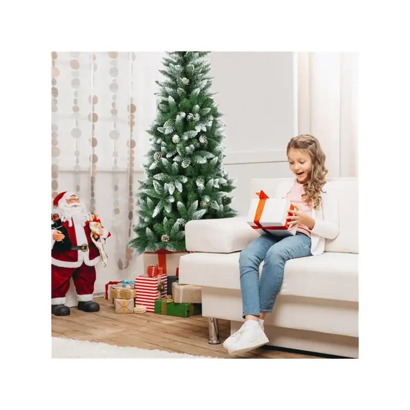 6FT Artificial Xmas Tree with Pine Cones for Holiday Decor, Festive Home Decoration, Faux Tree, Easy Setup, Perfect for