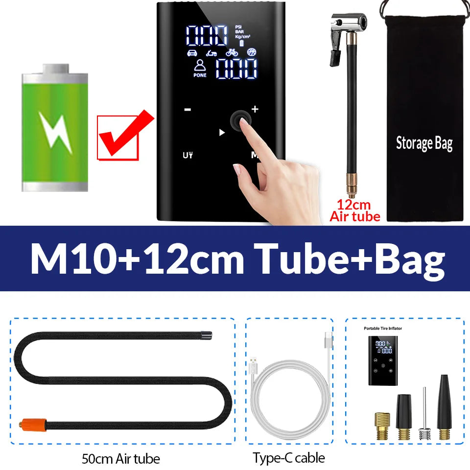 E-ACE Portable Air Conditioner 150PSI Air Pump Car Tyre Inflator Wireless Auto Compressor 8000mAh Air Injector For Bicycle And Ball