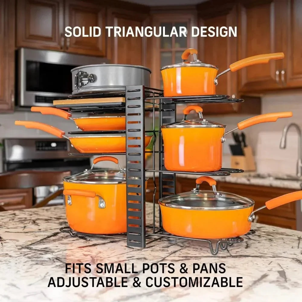 Pot Organizer Rack 8 Tiers Pots and Pans Organizer Pot Lid Organizer for Kitchen Cabinet Cookware Organizers and Storage