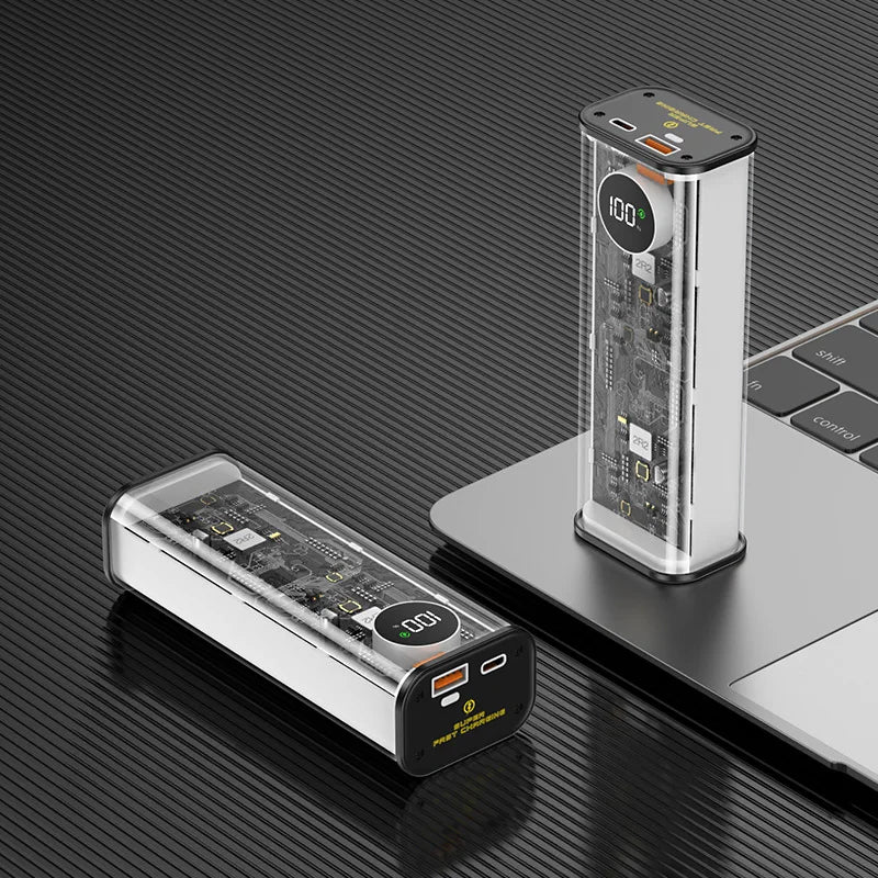 22.5W Transparent Power Bank 20000mAh Quick Charger PD20W Fast Charge Spare Battery Portable for Xiaomi iPhone Samsung Laptop