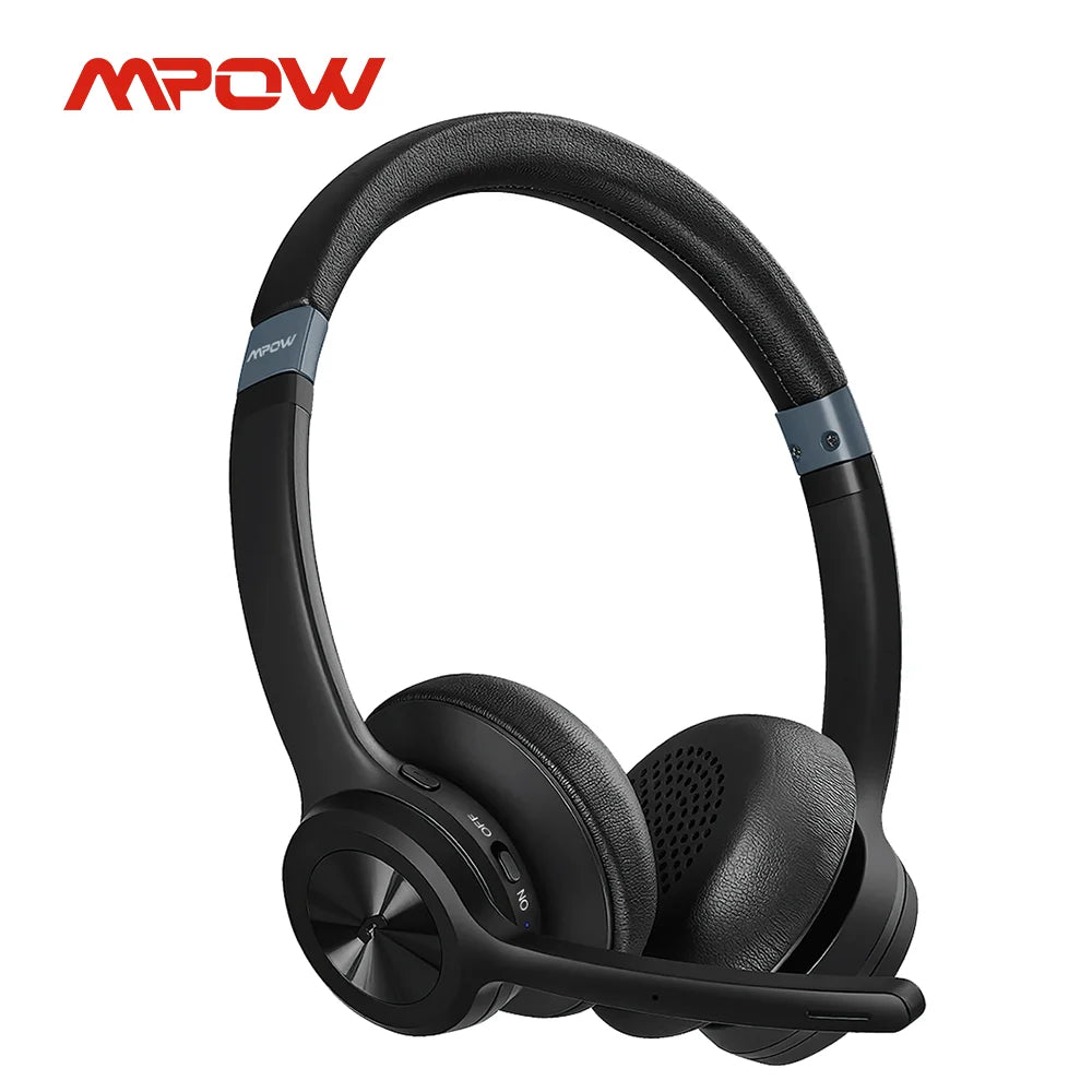 Mpow HC9 Bluetooth 5.3 Headset for Call Center Office Upgraded Wireless Headphones 45H Battery Life with CVC 8.0 Noise Cancelling Microphone