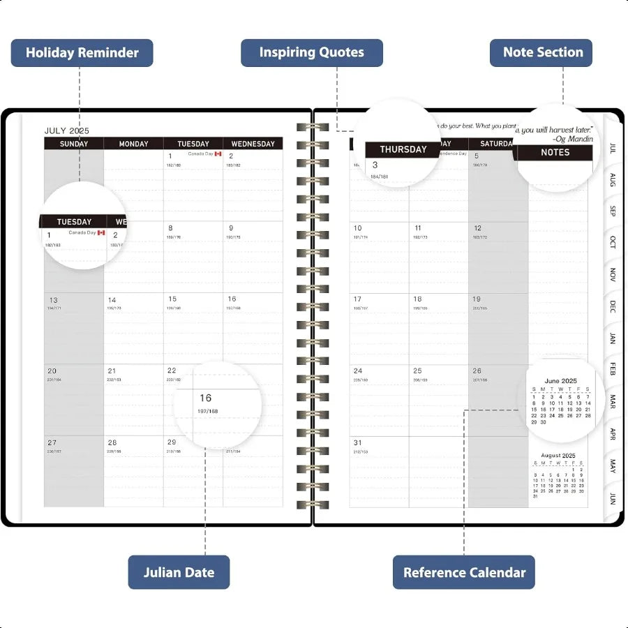 Planner 20252026 for Women Men Weekly and Monthly Calendar Notebook July 2025 June 2026 Hardcover Spiral Bound School Teacher S