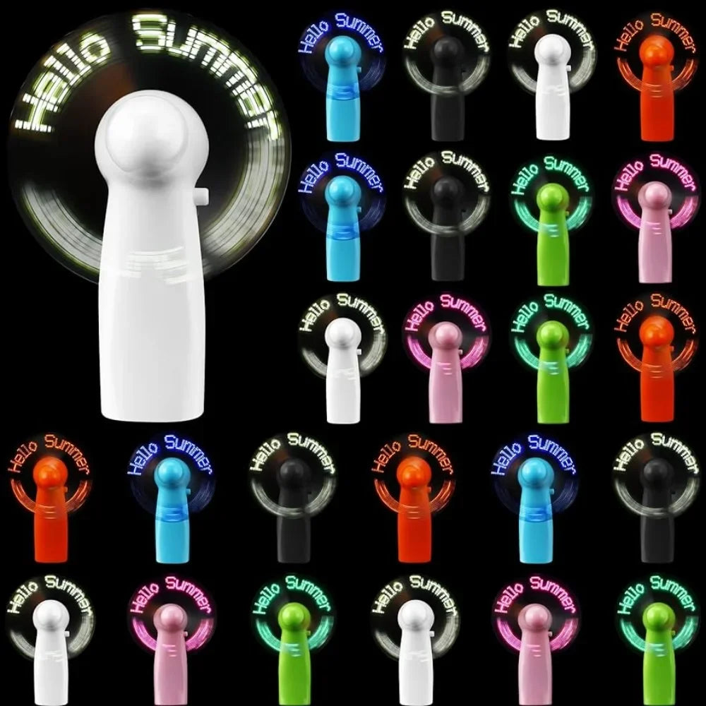 24 Pcs Portable Handheld Mini Battery Fans with Powerful LED for Summer