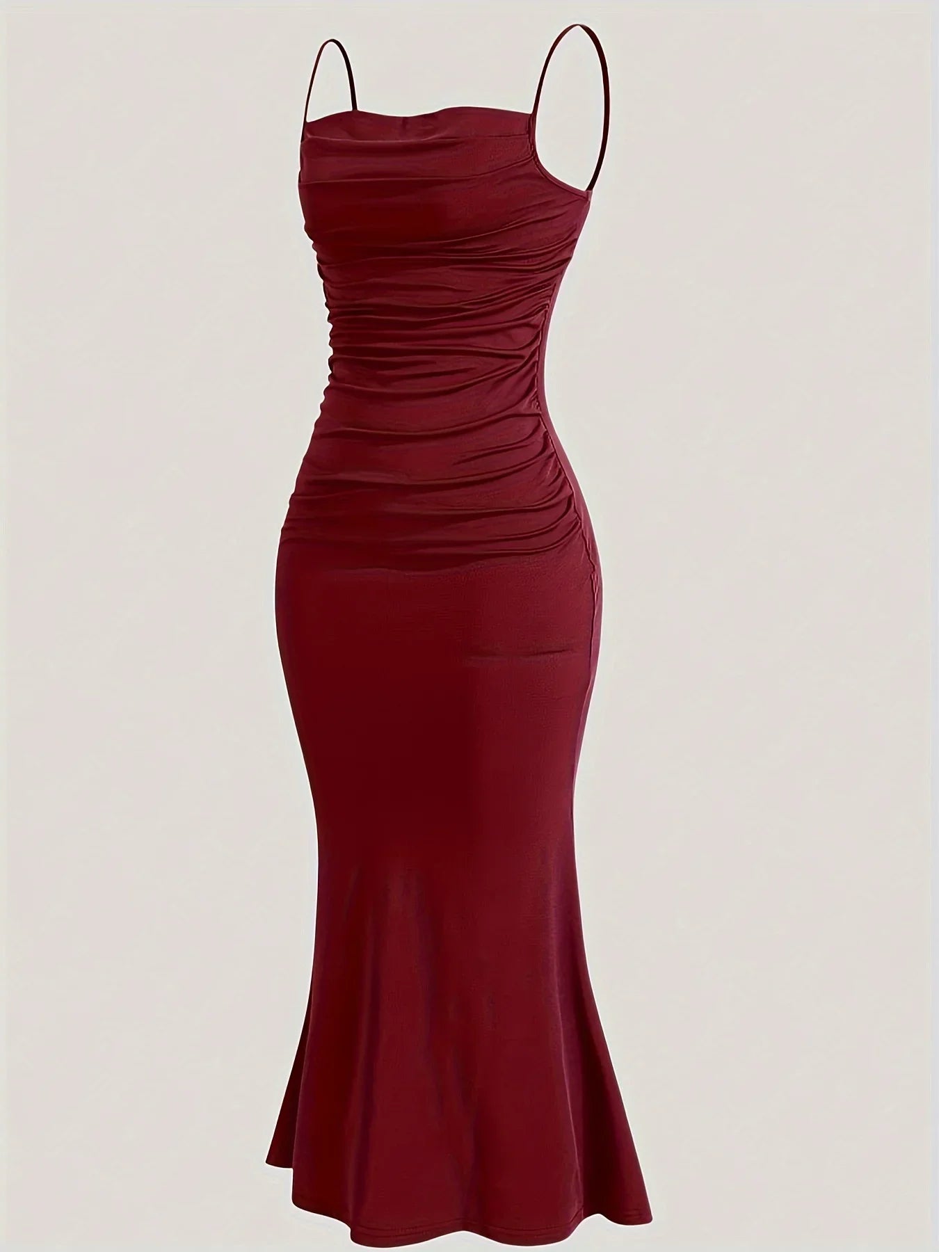 Women's Solid Color Ruched Cami Dress, Elegant Sleeveless Dress for Party Evening Formal Occasions, Ladies Summer Dress