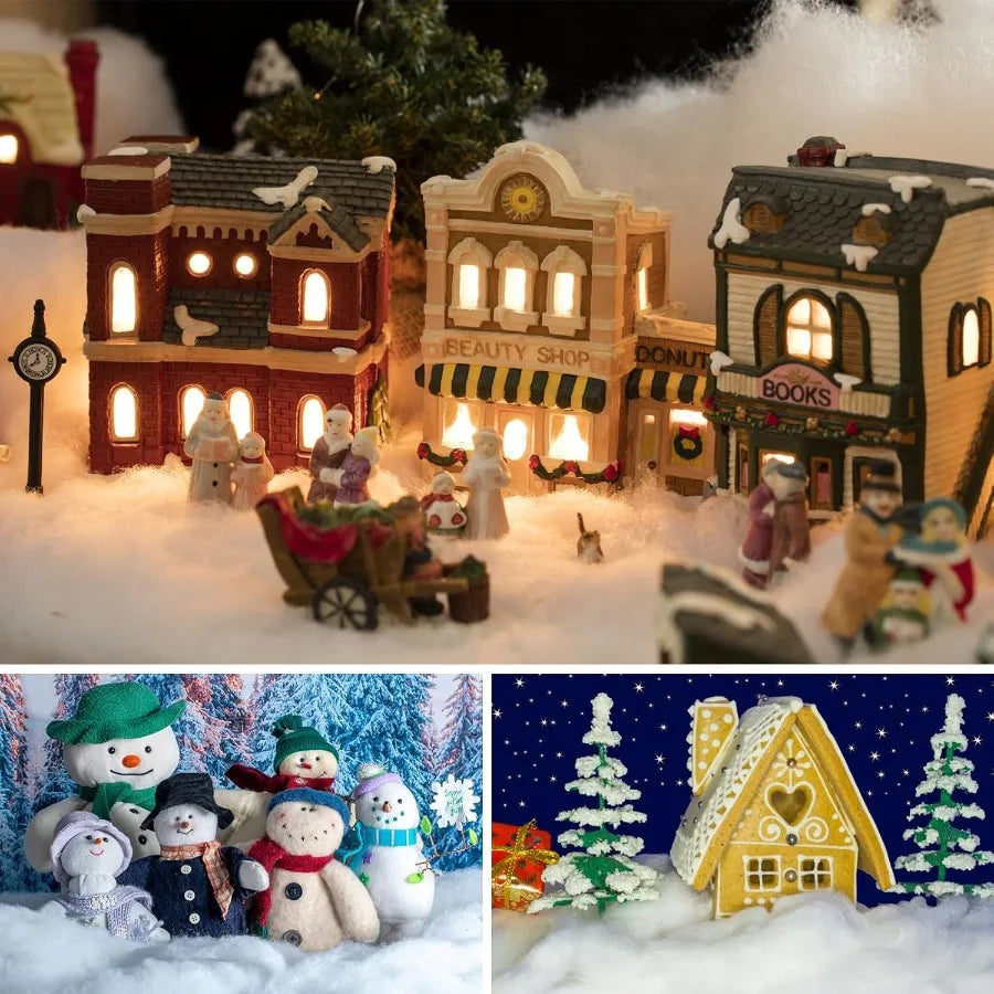 Apragaz Christmas Fake Snow Decoration 1.1 LB Artificial Snow Fluffy Fake Snow Bulk Flame Resistant Indoor Snow for Winter Vill