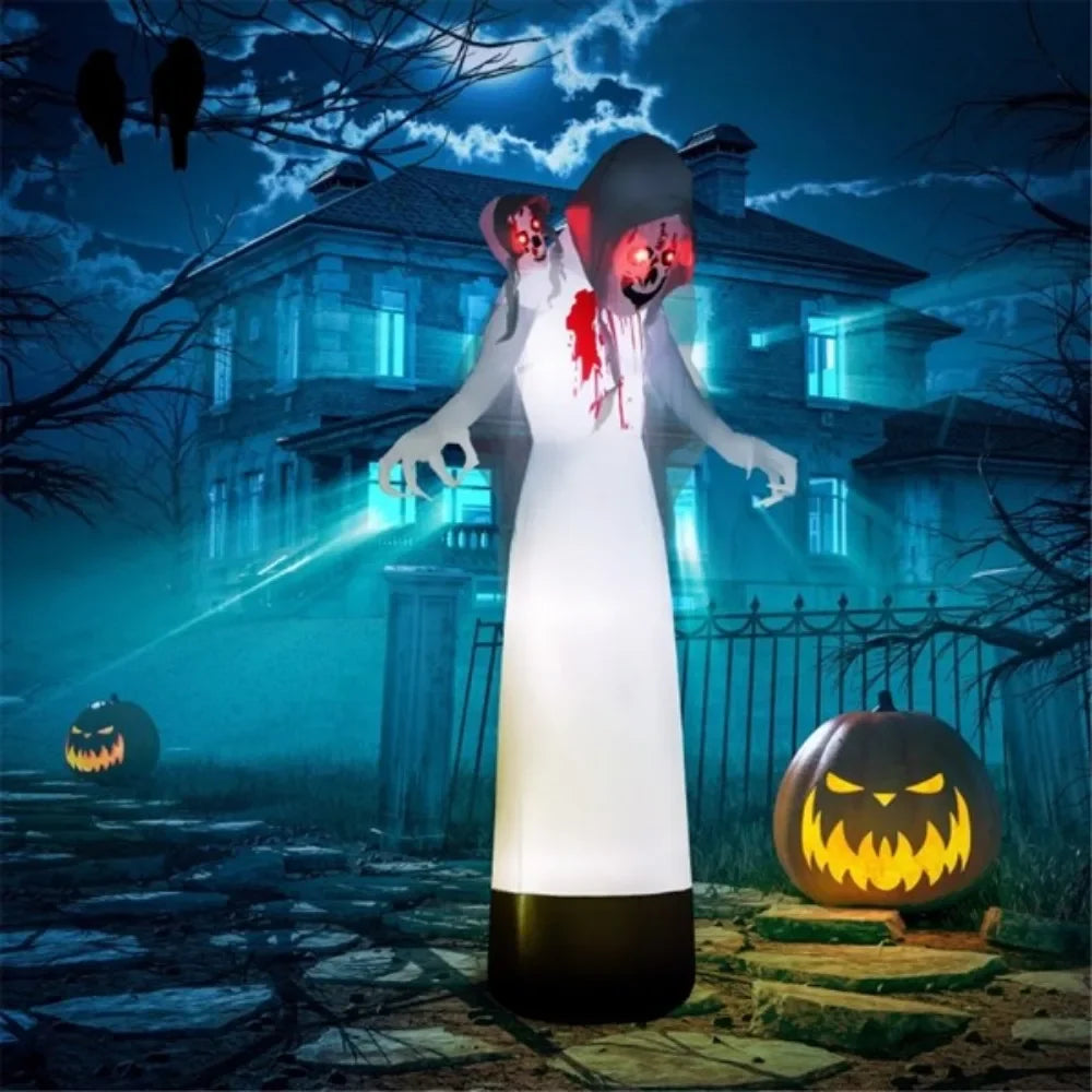 Scary 8.9ft Three Headed Ghost Halloween Decoration Great Design for Halloween