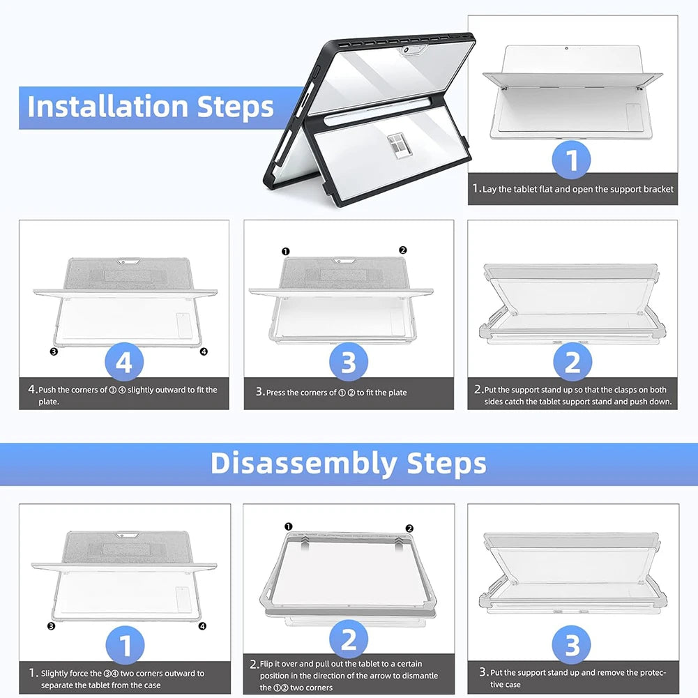 Protection Shell Cover For Microsoft Surface Pro 11 10 9 8 13 Inch Shockproof Laptop Case Compatible With Type Cover Keyboard