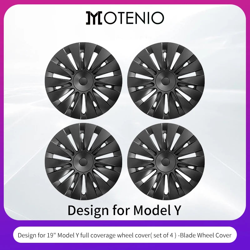 4PCS Wheel Cover Caps for Tesla Model Y 2020 to 2024 Full Coverage 19 Inches Hubcaps Automotive Accessories