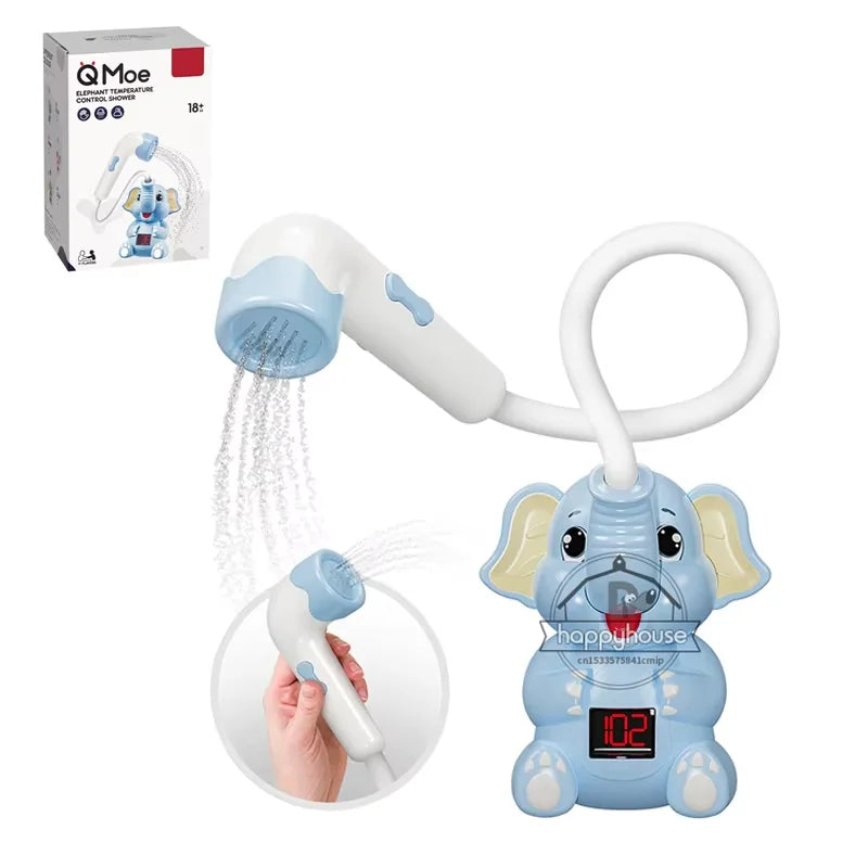 Baby Bath Toys with Shower Thermometer Electric Elephant Water Spray for Toddler Bathtime Fun