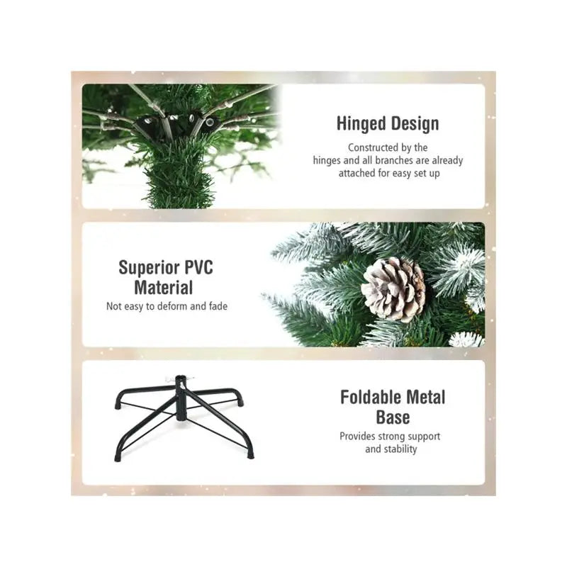 6FT Artificial Xmas Tree with Pine Cones for Holiday Decor, Festive Home Decoration, Faux Tree, Easy Setup, Perfect for