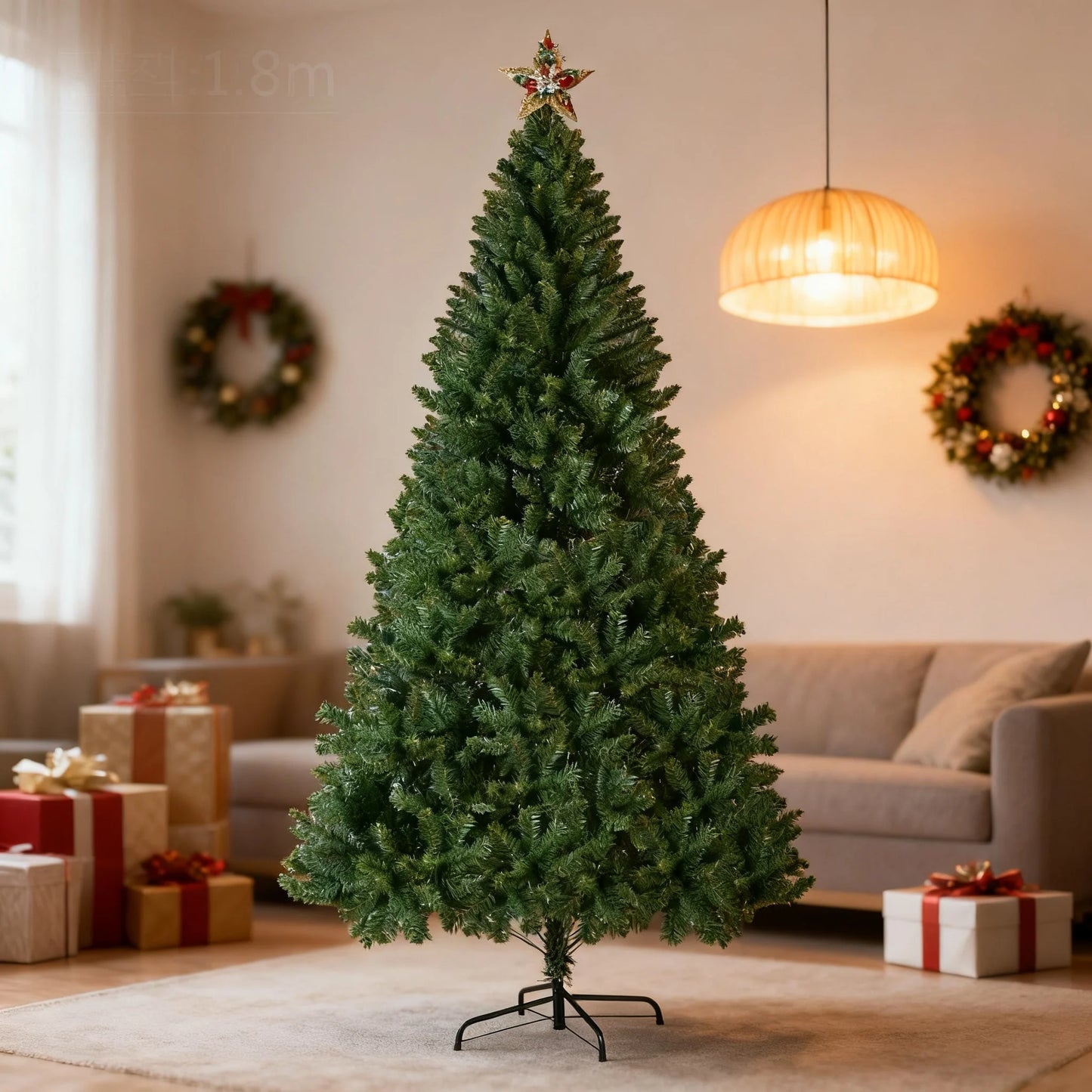 4-8FT Artificial Pencil Xmas Tree, Slim Hinged Christmas Tree with Iron Base & 650 Tips, Easy Foldable Holiday Party Decoration