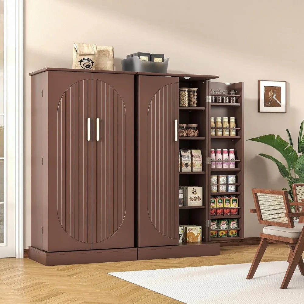 47 Inch Kitchen Pantry Cabinet Modern Storage Cabinet with Adjustable Shelves and Buffet Design
