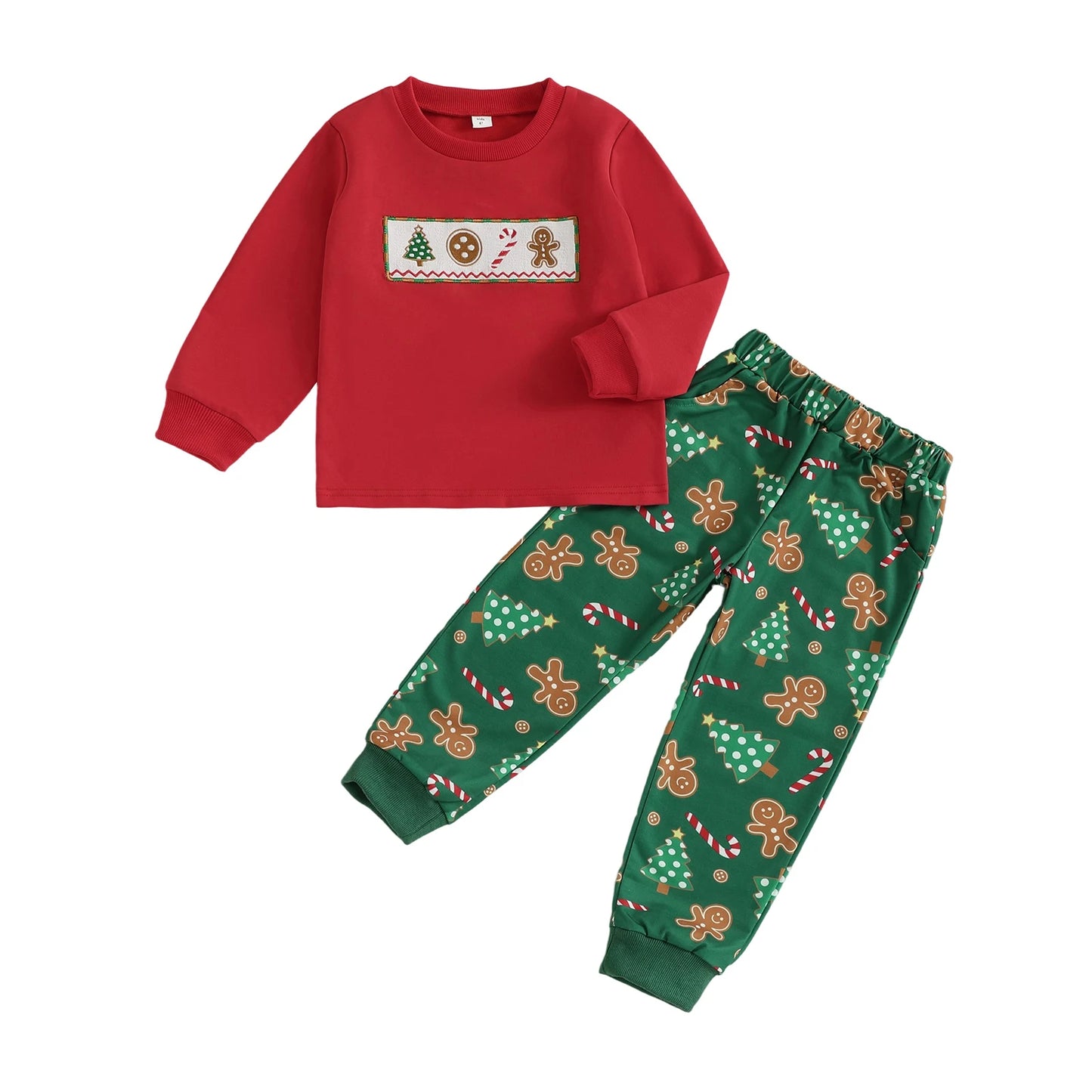 Cute Infant Holiday Clothes Santa Claus Applique Sweater Plaid Pants 2 Piece Set for Christmas Party