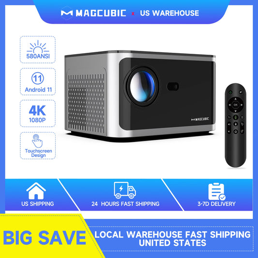 Magcubic HY350 Pro Projector Android 11 4K 1080P 580 ANSI Wifi 6 Voice Control Home Theater Projector