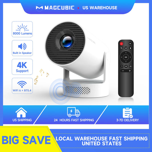 Magcubic HY300 Pro Projector 4K 720P With 5W Speaker Android 11 8000 Lumens WiFi 6 BT5.4 Outdoor Video Home Theater Projector