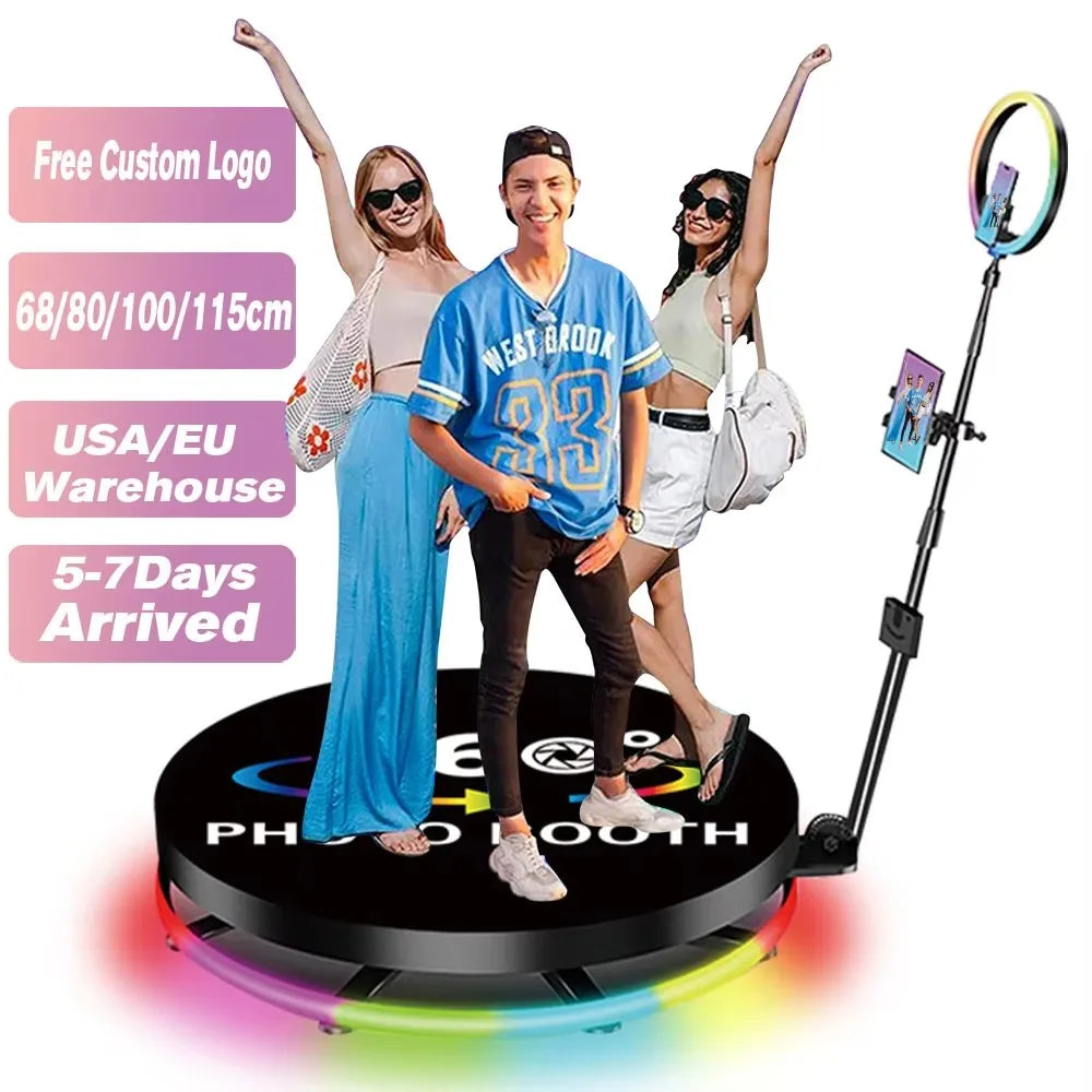 Chacktok 360 Photo Booth Machine for Parties 360 Spin Camera Booth with Extra Logo Customization Software App Remote Automatic