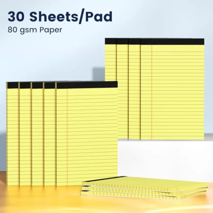 12pcs 5x8 Inch Yellow Note Pads Legal Pads, College Ruled Writing Legal Pads, 360 Sheets Total, Notepad for Students, Office an
