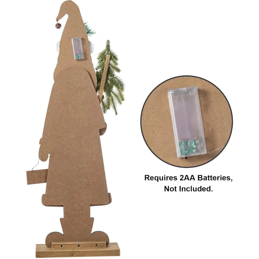 36''H Lighted Wooden Santa Claus Decor with Timer and LED Lights for Outdoor Porch Decoration During Christmas Season Featuring