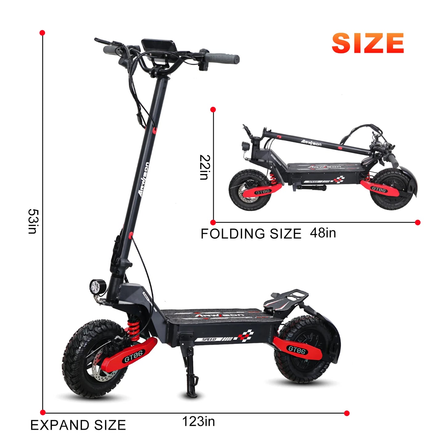 30MPH Electric Scooter,1200 Motor,20/40Miles Range EScooter With Spring Damping,Disc Brake,11'' Off-Road Tires Folding Scooter