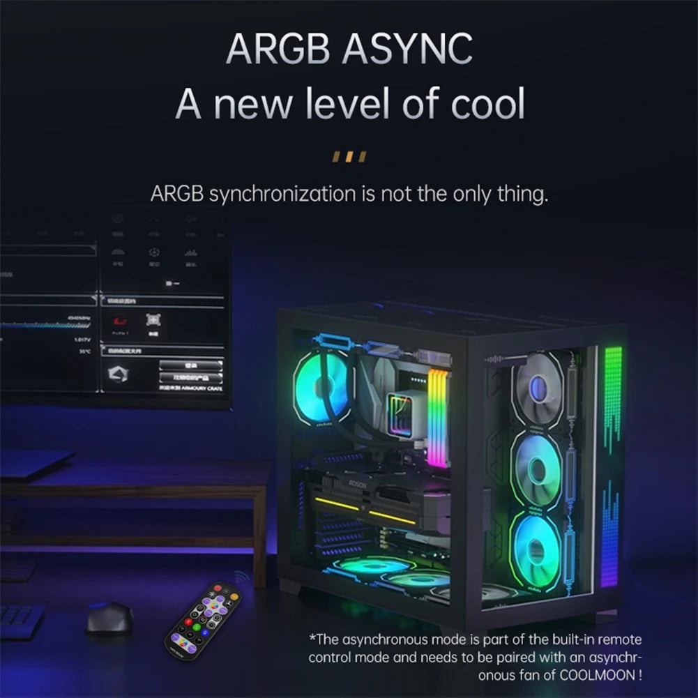 ARGB and PWM Hub Fan Hub Splitter with Remote SATA Power Supply Cable ARGB Controller Kit for PC Case