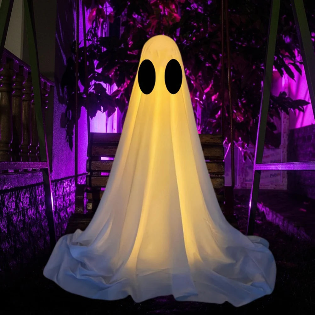85cm Halloween Decor Light Strings Ghost Standing Decoration Scary White Ghosts for Courtyard Halloween Party