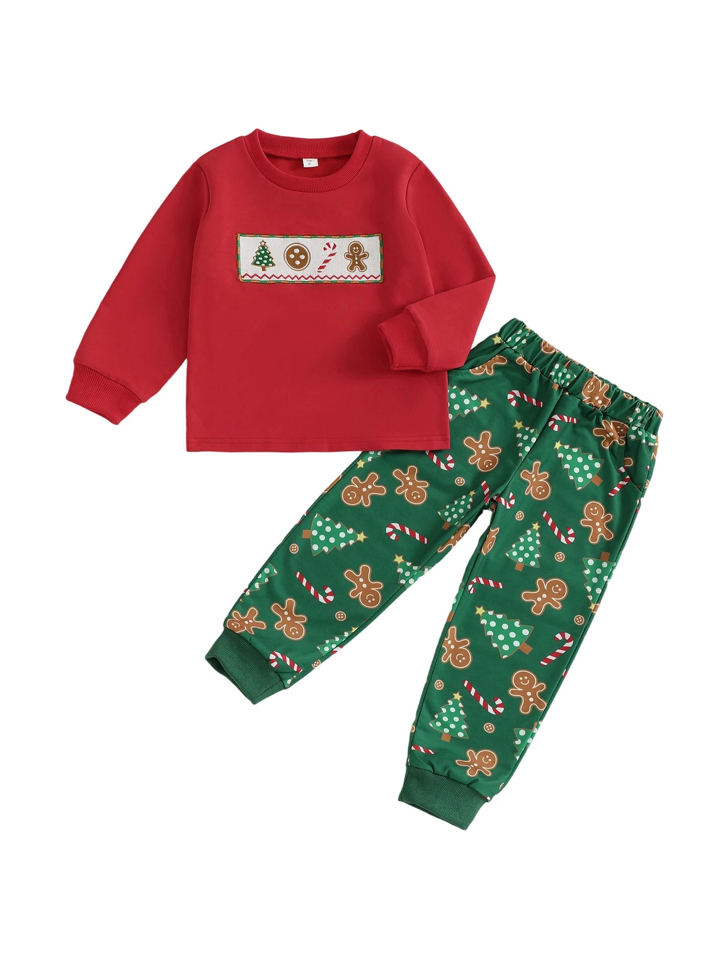 Cute Infant Holiday Clothes Santa Claus Applique Sweater Plaid Pants 2 Piece Set for Christmas Party