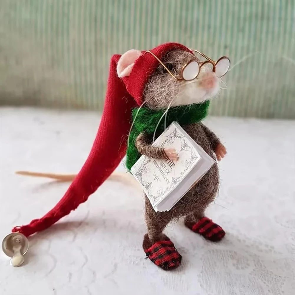 Mouse Doll Christmas Needle Felted Mouse DIY Handmade Wool Felted Needle Felting Mice Wool Felt Mouse Christmas Ornaments