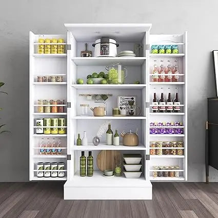 47 Inch Kitchen Pantry Cabinet Modern Storage Cabinet with Adjustable Shelves and Buffet Design