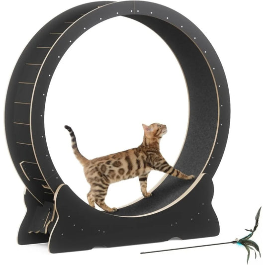 Cat Exercise Wheel for Indoor Cats XL Cat Treadmill with Carpeted Runway Removable Carpet and Teaser