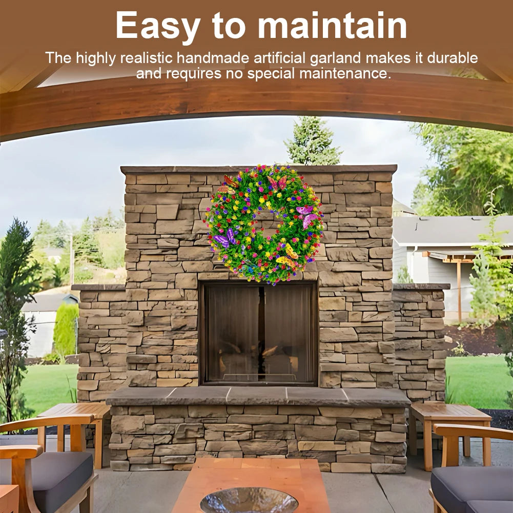 Artificial Eucalyptus Wreath Plastic Floral Wreath Eucalyptus Leave Wreath for All Season Welcome Sign Farmhouse Home Decor