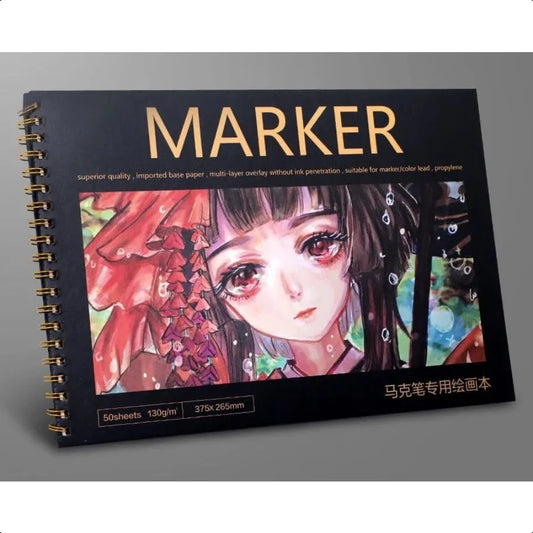 Marker Pads Art SketchbookLarge Paper Size A4 8 27 x 11 70 100 LB 130 GSM Heavy Smooth Drawing Papers 50 Sheets 100 Pages Spira
