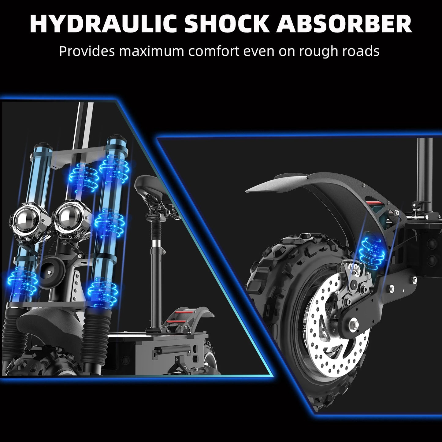 [6 Types ]Electric Scooter for Adults Single/Dual Motors Max6000W 85KM/H 72V 30Ah Battery 100KM Range 11" Tubeless Off-Road Tire